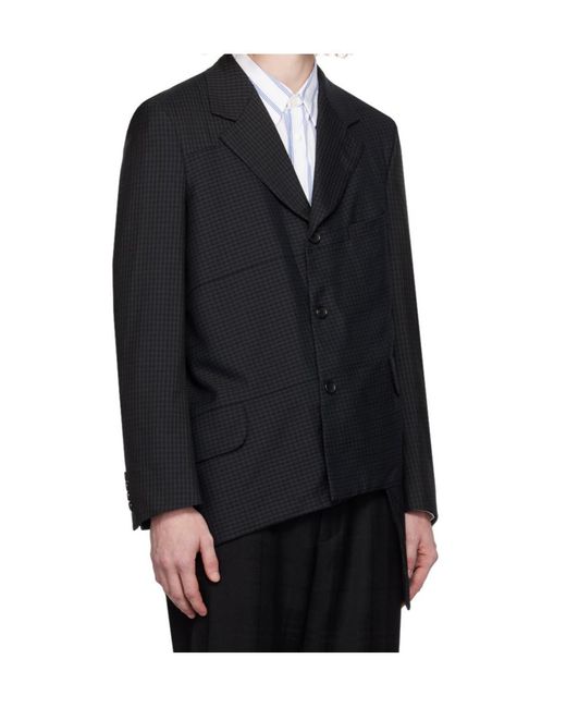 Comme des Garçons Black Check-Print Wool Blazer for men