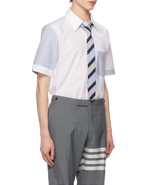Thom Browne White Panelled Short-Sleeve Shirt for men