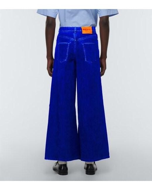 Marni Blue Mid-Rise Barrel-Leg Jeans for men