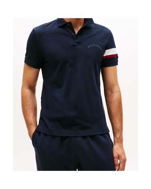 Tommy Hilfiger Blue Logo Short Sleeve Polo Shirt for men