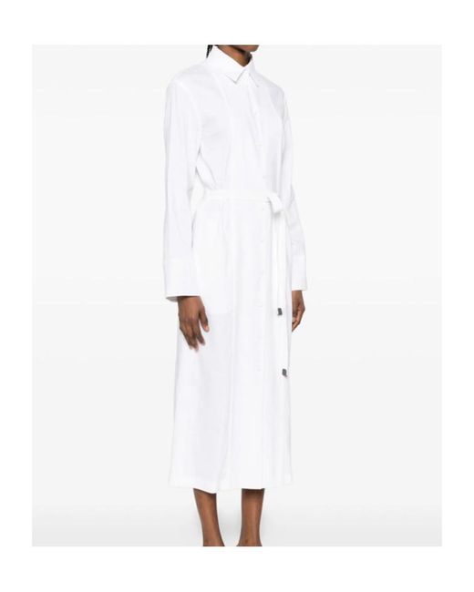Max Mara White Collared Long-Sleeved Dress