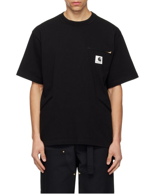 SACAI X CARHARTT WIP Black Jersey T-Shirt for men