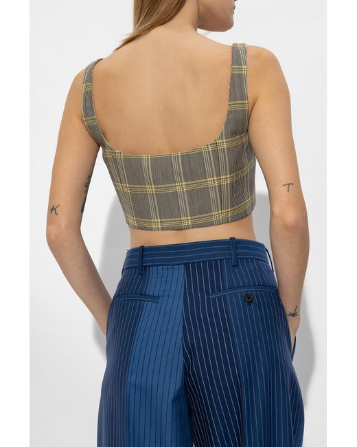 Marni Gray Check Pattern Cropped Tank Top
