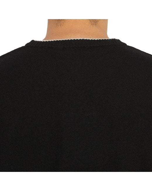 FAMILY FIRST Black Embroidered-Logo Crew-Neck Jumper for men