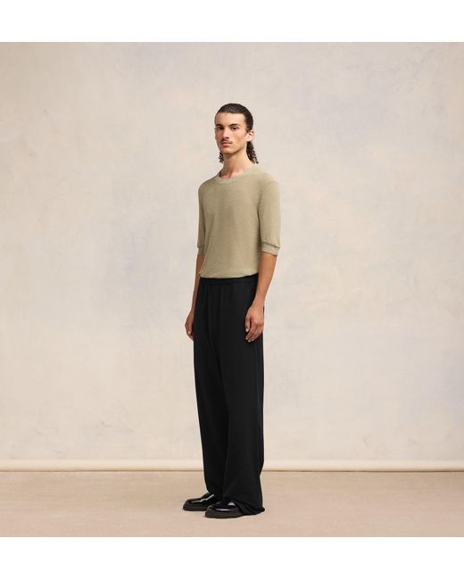 AMI Black Ami Elastic Waistband Logo Plaque Pants for men