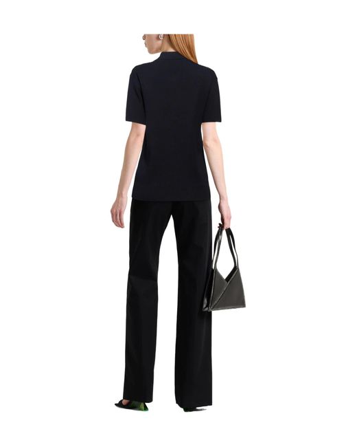 Max Mara Black Solid Lightweight Short Sleeve Knit Top