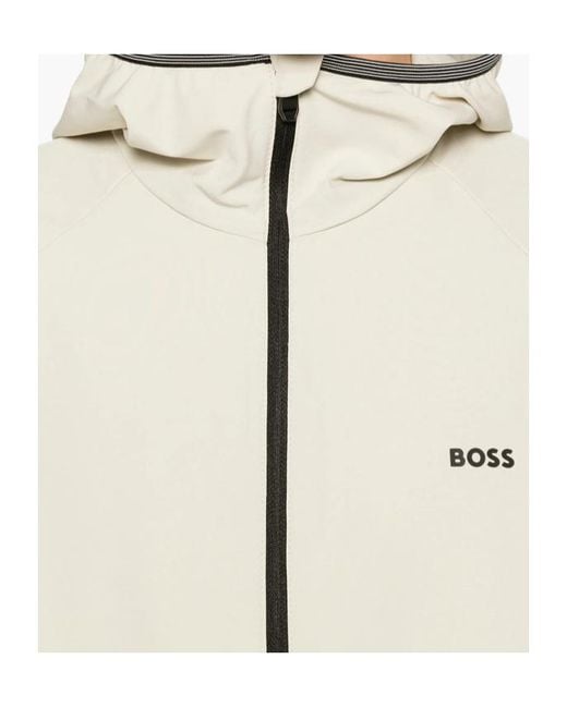 Boss Natural Logo-Motif Hooded Jacket for men