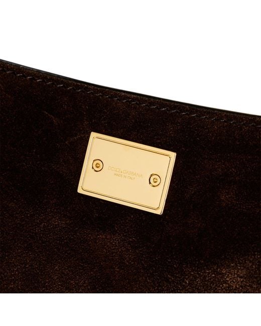 Dolce & Gabbana Black Dark Suede Shoulder Bag