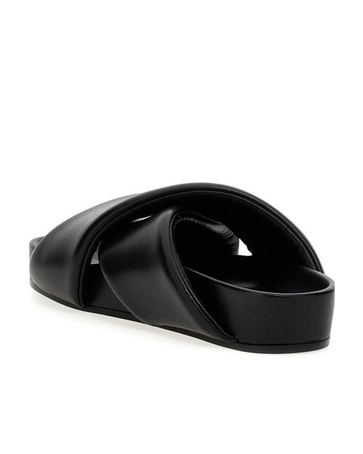 Jil Sander Black Crossover-Strap Padded Sandals for men