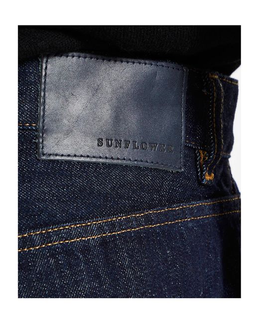 sunflower Blue Wide-Leg Buttoned Jeans for men