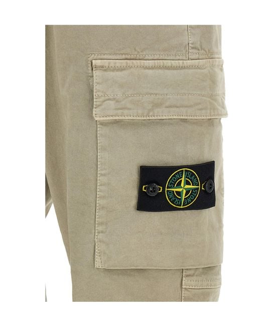 Stone Island Natural Logo Patch Straight Leg Trousers for men