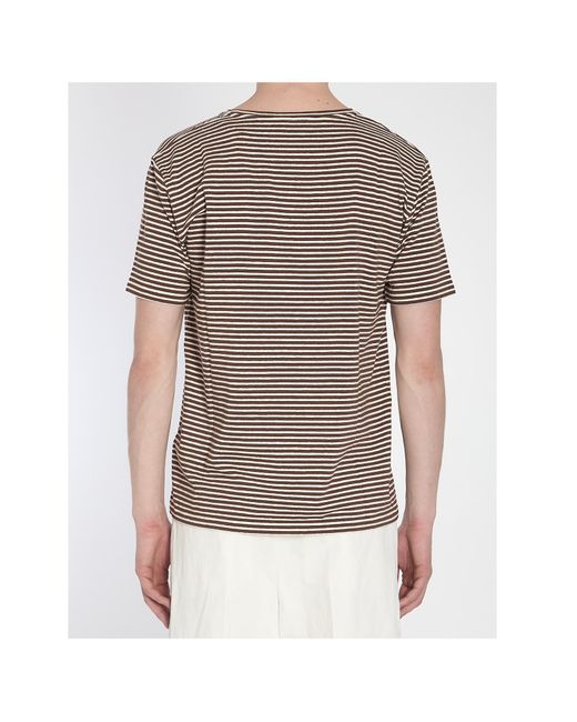 Valentino Gray Striped Crewneck T-Shirt for men