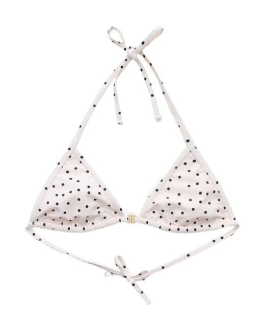 By Malene Birger White Polka-Dot Tie Bikini Top
