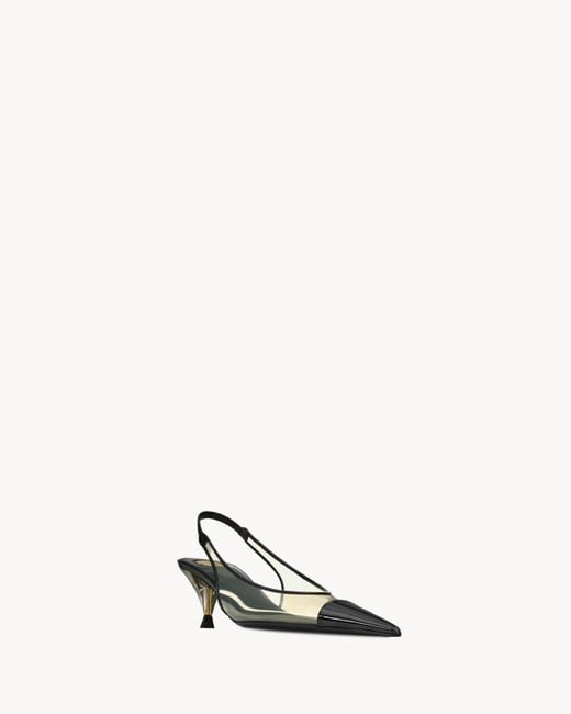 Saint Laurent White Fanny Slingback Pumps