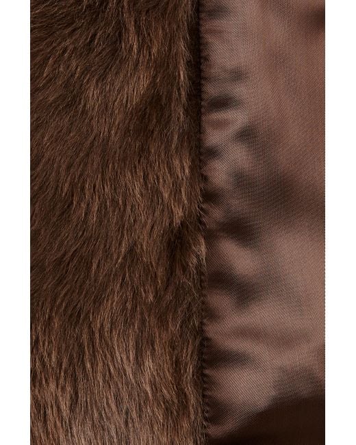 Loewe Brown Hooded Faux Fur Coat