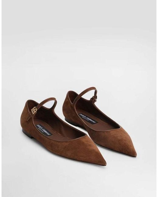 Dolce & Gabbana Brown Dolce & Gabbana Pointed Toe Ankle Strap Flats