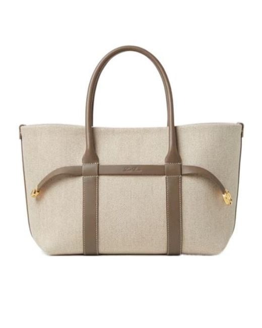 Loro Piana Natural Logo Embossed Shopping Bag