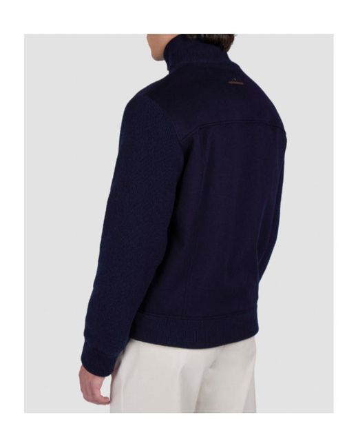 Paul & Shark Blue Knit-Sleeves Jacket for men