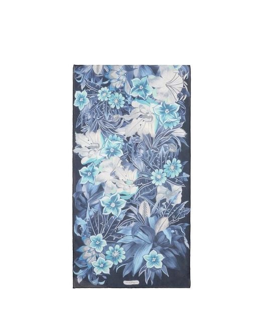 Ferragamo Blue Logo Printed Scarf