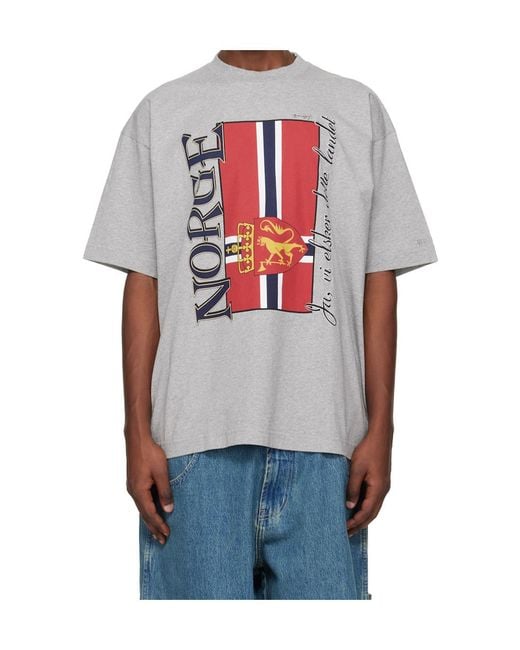 Vetements Gray Norway Tourist Crew Neck T-Shirt for men