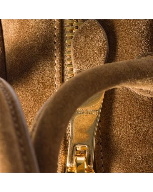 Miu Miu Brown Arcadie Padded Suede Top-Handle Bag