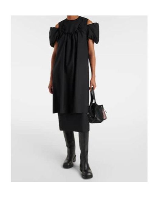 Comme des Garçons Black Cutout Wool Midi Dress