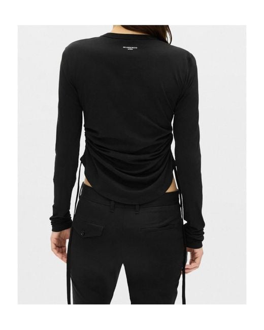 Ann Demeulemeester Black Dot Graphic-Print Ruched Top