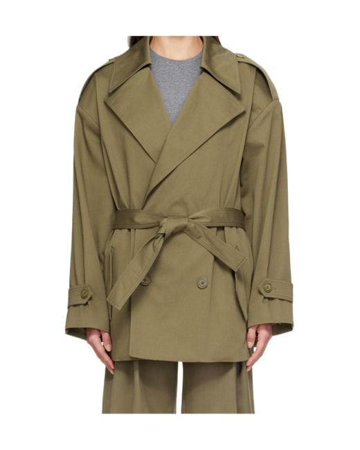 Frankie Shop Green Zurich Oversized Short Trench Coat