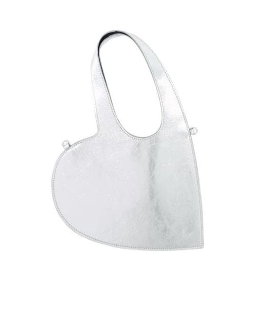 Coperni White Metallic Effect Mini Heart Tote Bag