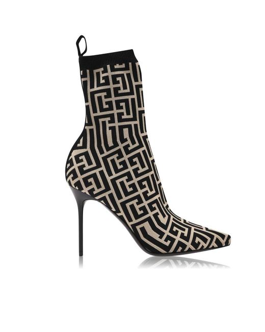 Balmain Black Logo High-Heeled Boots