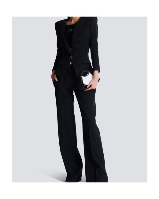 Balmain Black Grain De Poudre 1-Button Jacket