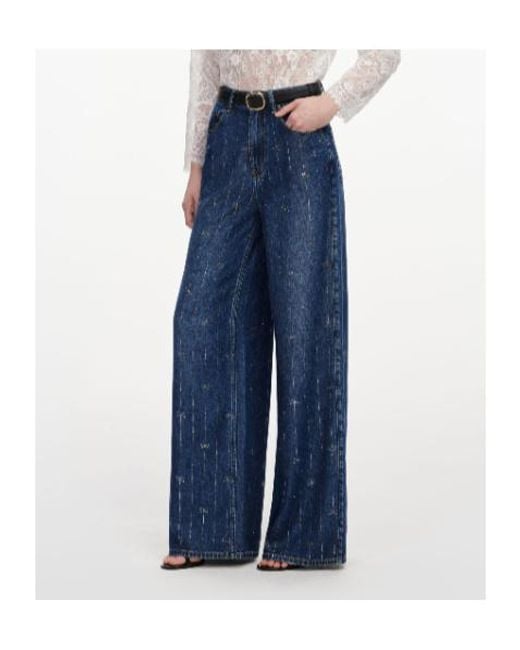 Self-Portrait Blue Embellished Stripe Denim Jeans