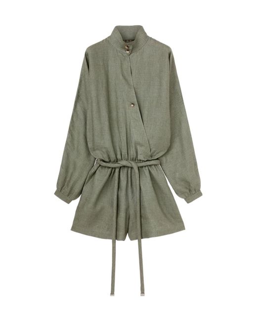 Loro Piana Green Rose Long-Sleeved Jumpsuit