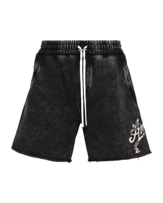 Amiri Black Filigree Cotton Track Shorts for men