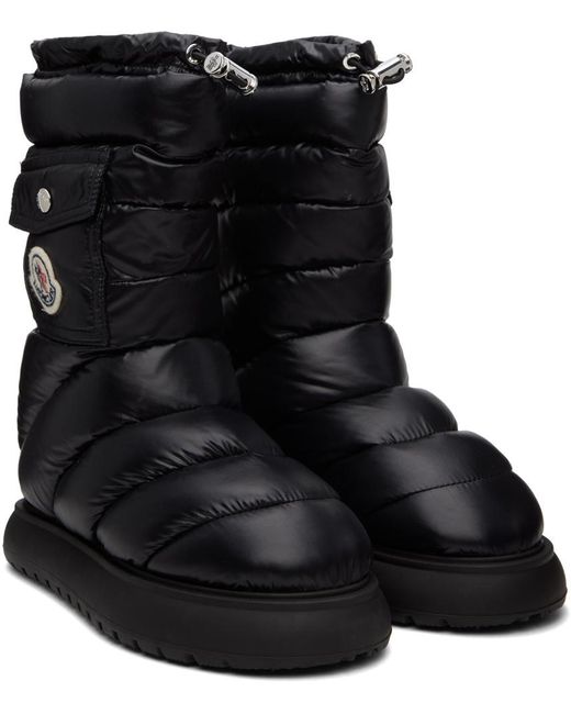 Moncler Black Logo Motif Patch Puffer Boots