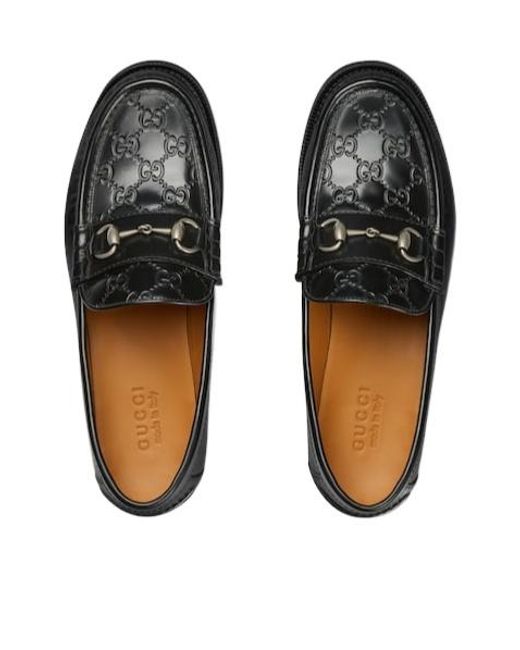 Gucci Black Gg Horsebit Slip-On Loafers for men