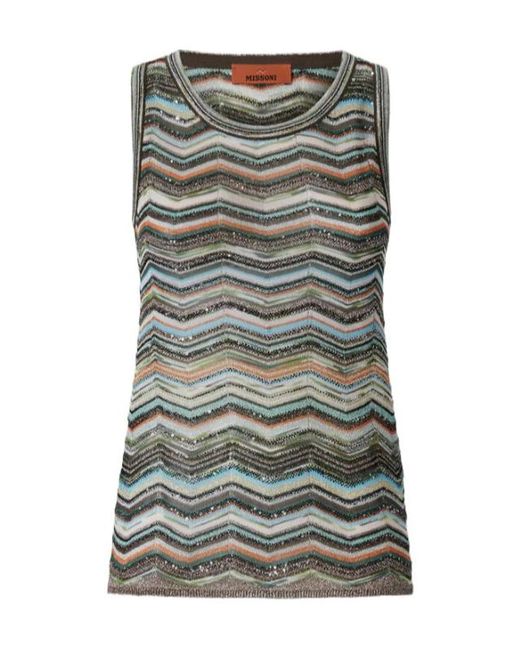 Missoni Gray Zigzag-Knit Top