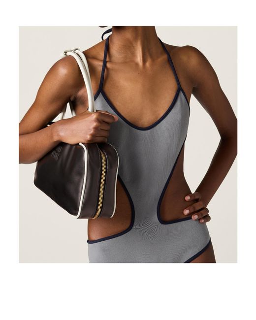 Miu Miu Metallic Technical Knit Swimsuit