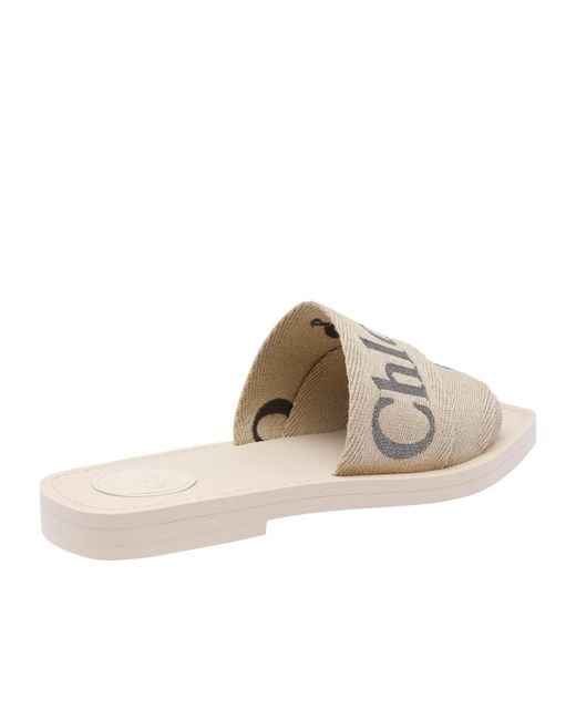 Chloé White Chloé Woody Open Toe Slides
