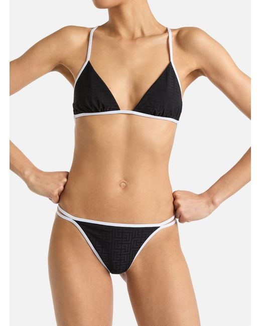 Balmain White Monogram Lycra Swimsuit