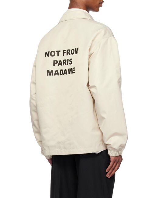 Drole de Monsieur White Drôle De Monsieur La Vest Slogan Lightweight Button-Up Jacket for men