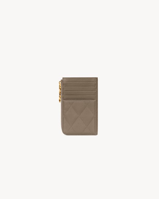 Saint Laurent Brown Cassandre Bijou Quilted Card Wallet