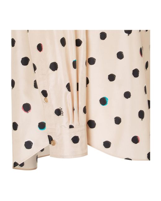 Fendi White Falena Dots Printed Long Sleeved Shirt
