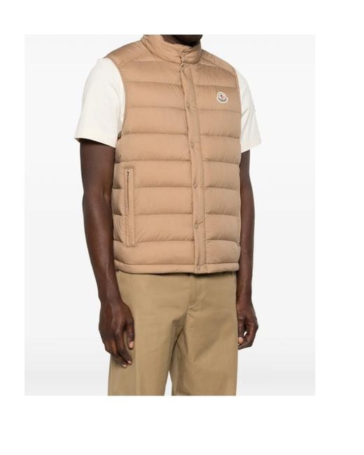 Moncler Natural Barthe Button-Up Padded Gilet for men