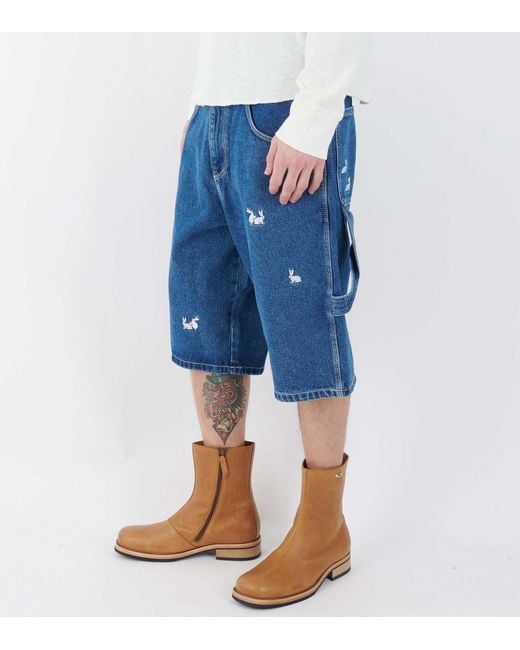 Carne Bollente Blue Denim Shorts With Belt Loops for men