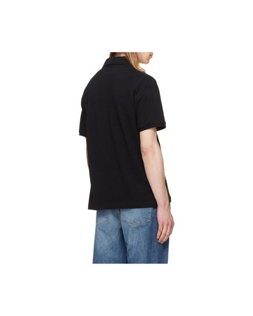 Palm Angels Black Palm Patch Short-Sleeved Polo Shirt for men