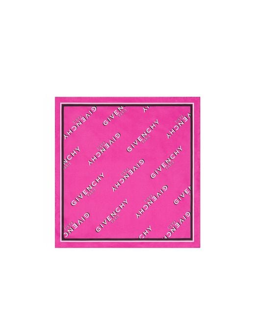 Givenchy Pink Shadow Rose Logo Silk Scarf