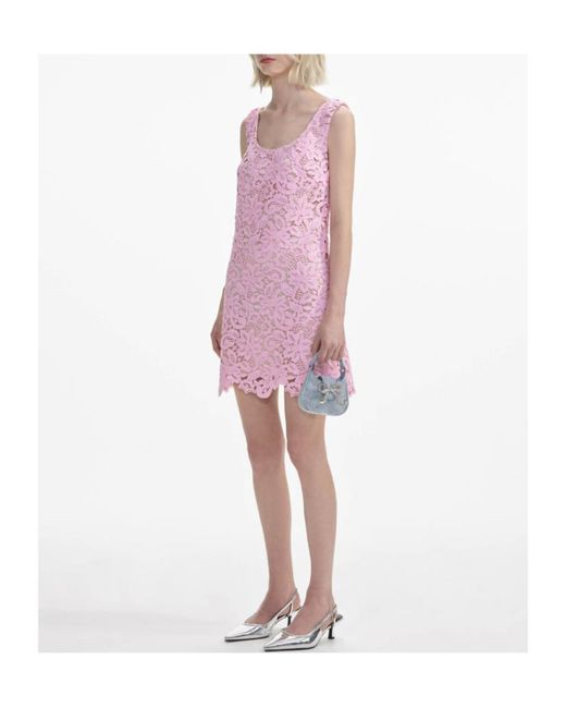 Self-Portrait Pink Floral Lace Mini Dress