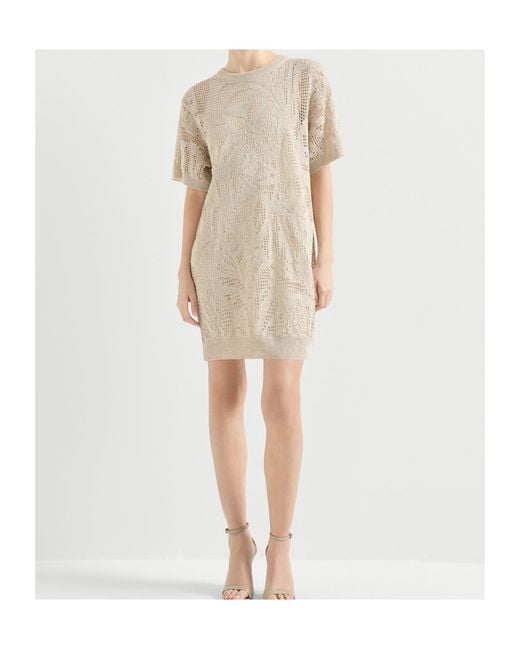 Brunello Cucinelli White Dazzling Water Lillies Mini Dress