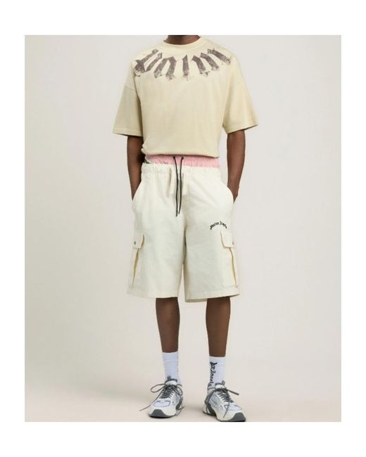 Palm Angels White Big Neck Logo Loose Fit T-Shirt for men